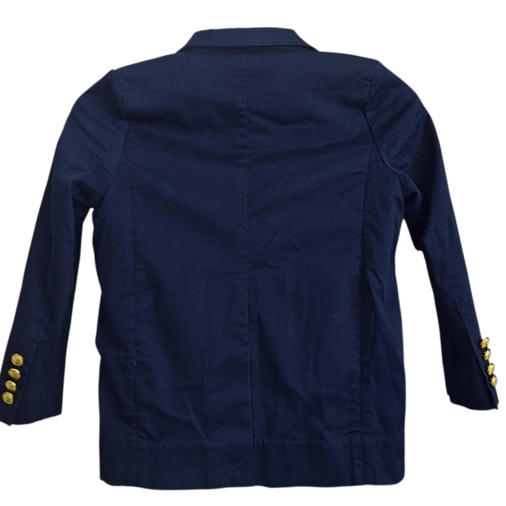 Egg New York Susan Lazar Navy Blue Gold Button Accent Classic Preppy Suit Jacket